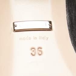 Pre Owned Gucci Black Leather Crystal Embellished Block Heel Pumps Size 36