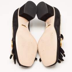 Pre Owned Gucci Black Suede GG Marmont Pumps Size 36
