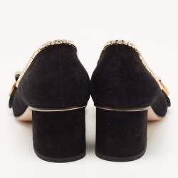 Pre Owned Gucci Black Suede GG Marmont Pumps Size 36