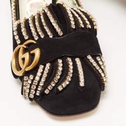 Pre Owned Gucci Black Suede GG Marmont Pumps Size 36