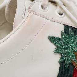 Gucci White/Red Leather and Snake Embossed Leather Ace Pineapple Sneakers Size 38