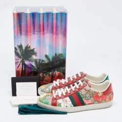 Gucci Multicolor Canvas and Leather GG Canvas Floral  Ace Sneakers Size 40