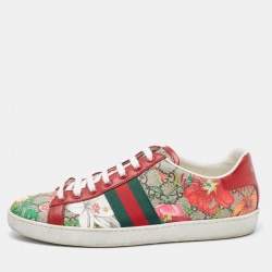 Gucci Multicolor Canvas and Leather GG Canvas Floral  Ace Sneakers Size 40