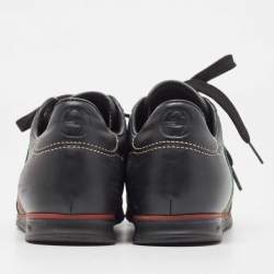 Pre Owned Gucci Black Guccissima Leather Web Low Top Sneakers Size 36.5