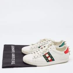 Gucci White Leather Studded and Spiked Ace Sneakers Size 36