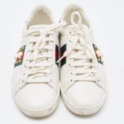 Gucci White Leather Studded and Spiked Ace Sneakers Size 36