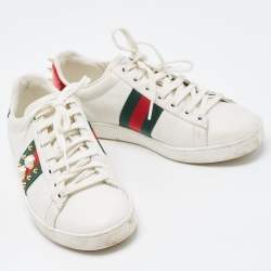 Gucci White Leather Studded and Spiked Ace Sneakers Size 36