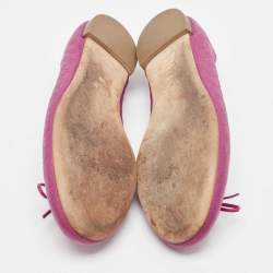 Gucci Purple Leather Microguccissima Bow Detail Ballet Flats Size 40