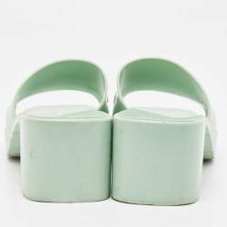 Gucci Mint Green Rubber Logo Embossed Slide Sandals Size 38