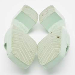Gucci Mint Green Rubber Logo Embossed Slide Sandals Size 38