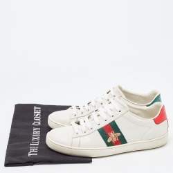 Gucci White Leather Web Ace Low Top Sneakers Size 38