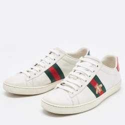 Gucci White Leather Web Ace Low Top Sneakers Size 38