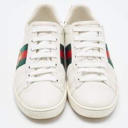 Gucci White Leather Web Ace Low Top Sneakers Size 38