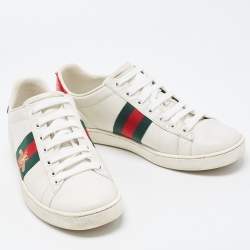 Gucci White Leather Web Ace Low Top Sneakers Size 38