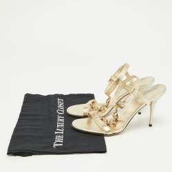 Gucci Gold Leather Buckle Open Toe Ankle Strap Sandals Size 36