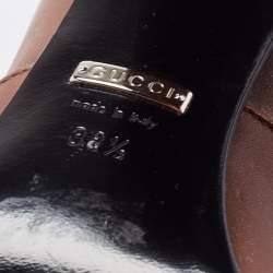 Pre Owned Gucci Brown Leather Loafer Pumps Size 38.5