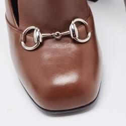 Pre Owned Gucci Brown Leather Loafer Pumps Size 38.5