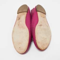 Gucci Pink Leather Bow Detail Microguccissima Ballet Flats Size 39