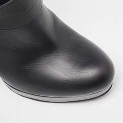 مملوكة مسبقًا Gucci Black Cotton Knit and Leather Over the Knee Length Platform Boots Size 38