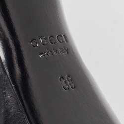 مملوكة مسبقًا Gucci Black Cotton Knit and Leather Over the Knee Length Platform Boots Size 38