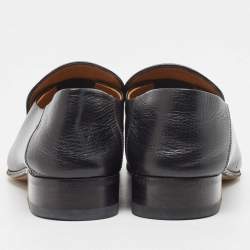 Pre Owned Gucci Black Leather Horsebit Loafers Size 37
