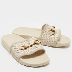 Gucci Grey Suede Horsebit Flat Slide Size 36   