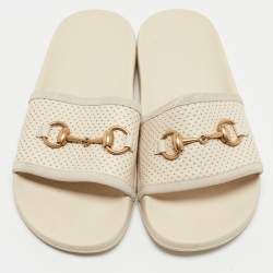 Gucci Grey Suede Horsebit Flat Slide Size 36   