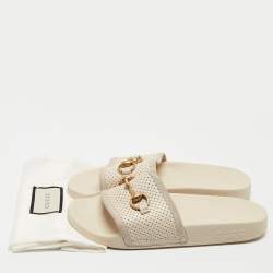 Gucci Grey Suede Horsebit Flat Slide Size 36   