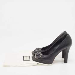 Gucci Black Leather Peep Toe Pumps Size 37