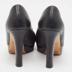 Gucci Black Leather Peep Toe Pumps Size 37