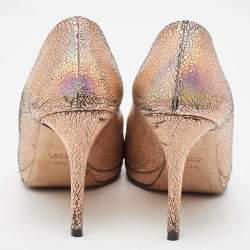 مملوكة مسبقًا Gucci Metallic Pink Laminated Suede New Hollywood Platform Pumps Size 38.5