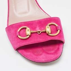 Gucci Purple Suede Horsebit Ankle Strap Sandals Size 36.5