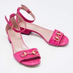 Gucci Purple Suede Horsebit Ankle Strap Sandals Size 36.5