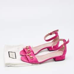 Gucci Purple Suede Horsebit Ankle Strap Sandals Size 36.5