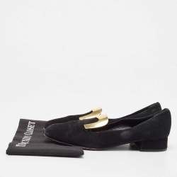 Gucci Black Suede Alma Classic Smoking Slippers Size 39.5