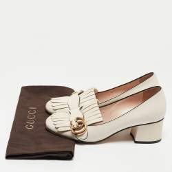 Gucci White Leather GG Marmont Pumps Size 36.5