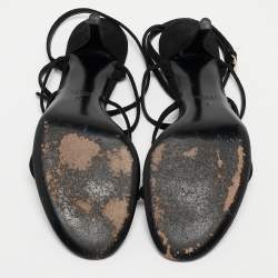 Gucci Black Suede Interlocking G Strappy Sandals Size 38