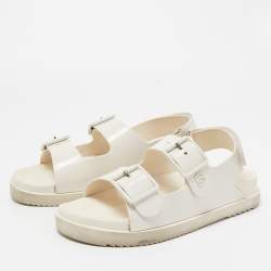 Gucci Cream Rubber Mini Double G Dad Sandals Size 39