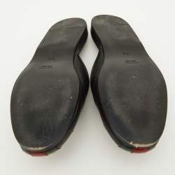 Gucci Black Leather Flamel NY Flat Mules Size 35.5