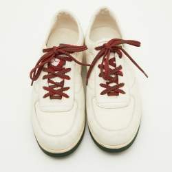 Pre Owned Gucci White Leather and Nylon 1984 Low Top Sneakers Size 37