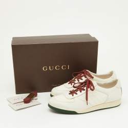 Pre Owned Gucci White Leather and Nylon 1984 Low Top Sneakers Size 37