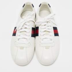 Gucci White Leather  Web Ace Low Top Sneakers Size 37.5