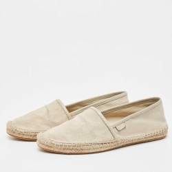 Gucci Grey GG Canvas and Leather  Espadrille Flats Size 38