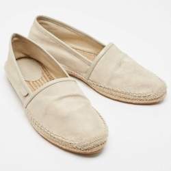 Gucci Grey GG Canvas and Leather  Espadrille Flats Size 38