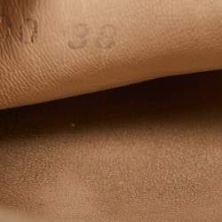 Pre Owned Gucci Metallic/Brown Leather Slip On Loafers Size 38