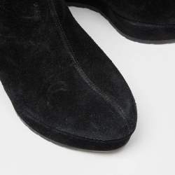 Pre Owned Gucci Black Mircroguccissima Suede Courtney Wedge Boots Size 35
