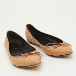 Gucci Light Brown Guccissima Leather Bow Ballet Flats Size 40