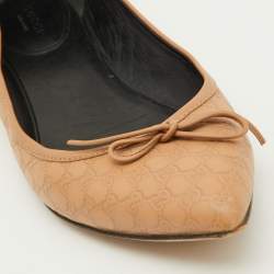 Gucci Light Brown Guccissima Leather Bow Ballet Flats Size 40