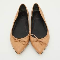 Gucci Light Brown Guccissima Leather Bow Ballet Flats Size 40