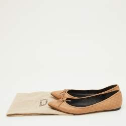 Gucci Light Brown Guccissima Leather Bow Ballet Flats Size 40